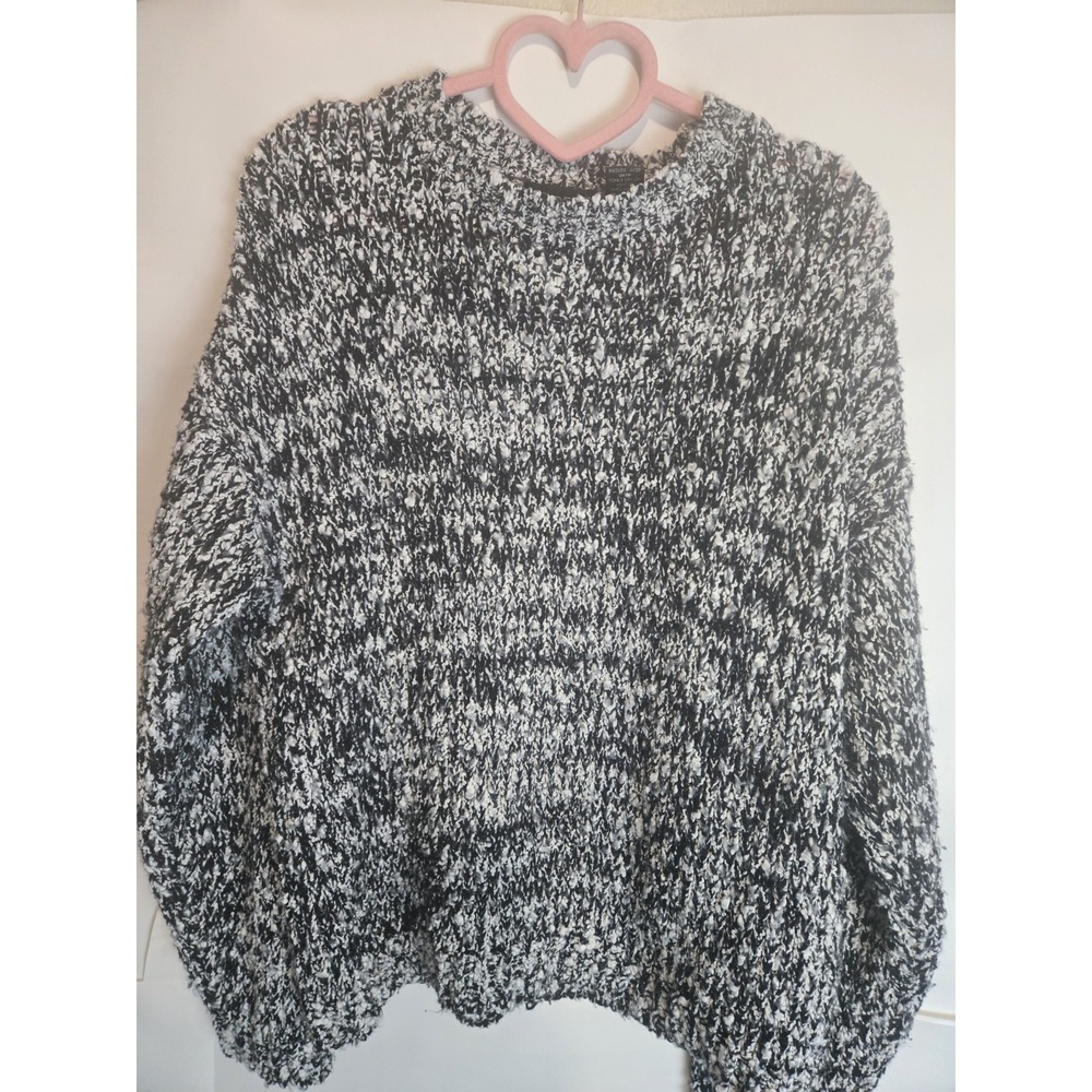 Vintage‎ 90s Street Scenes Sweater Chunky Ladies Medium Loose Knit Black White